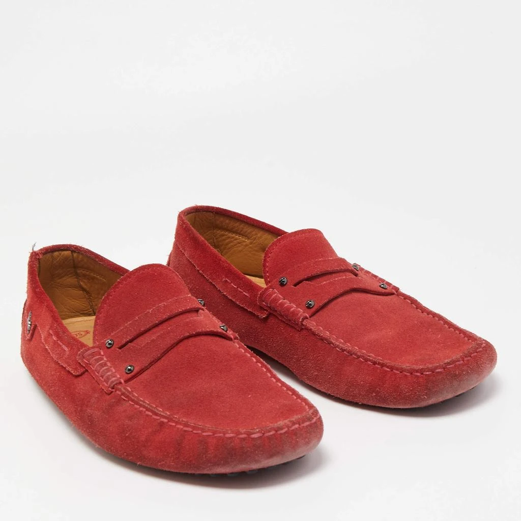 Tod's Tod's by Ferrari Red Suede Penny Loafers Size 42 4