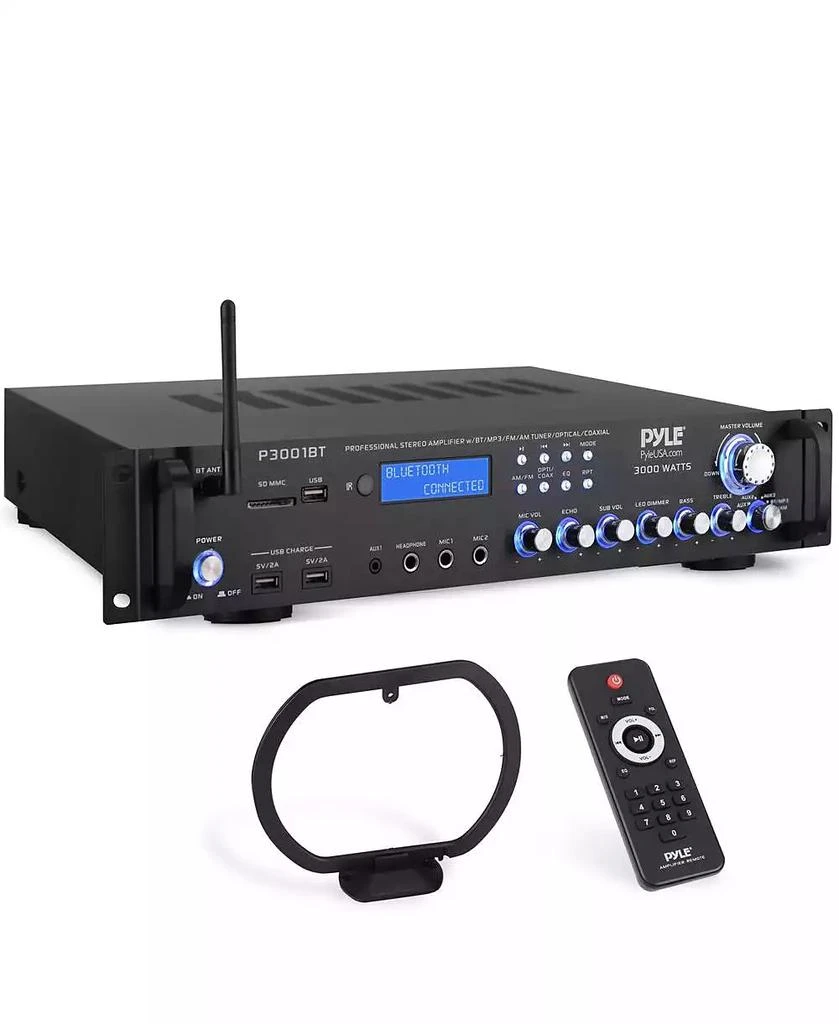 Pyle Bluetooth Hybrid Amplifier Receiver - Home Theater Pre-Amplifier with Wireless Streaming Ability, MP3/USB/SD/AUX/FM Radio (3000W MAX)