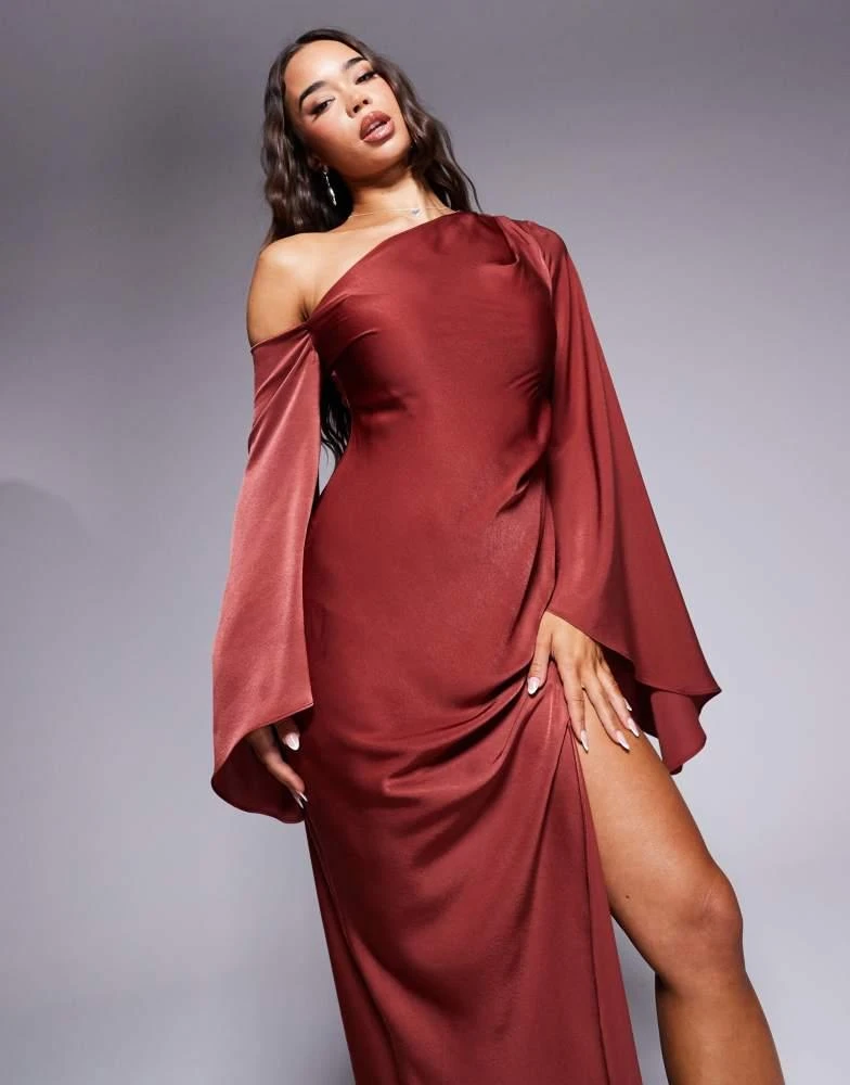 light blue dress with long sleeves Long Sleeves Round Neck Light Blue Tea Length Prom Dress with High Sli –  abcprom main image 1