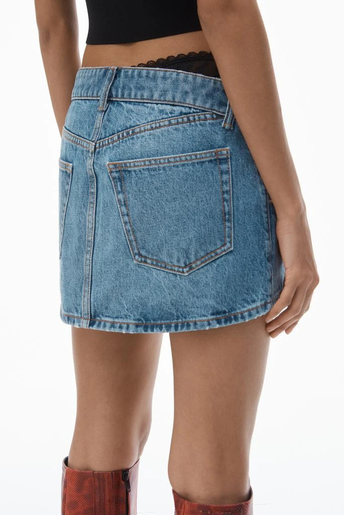 Alexander Wang Pre-Styled Denim Skirt with Asymmetrical Lace Waistband 6