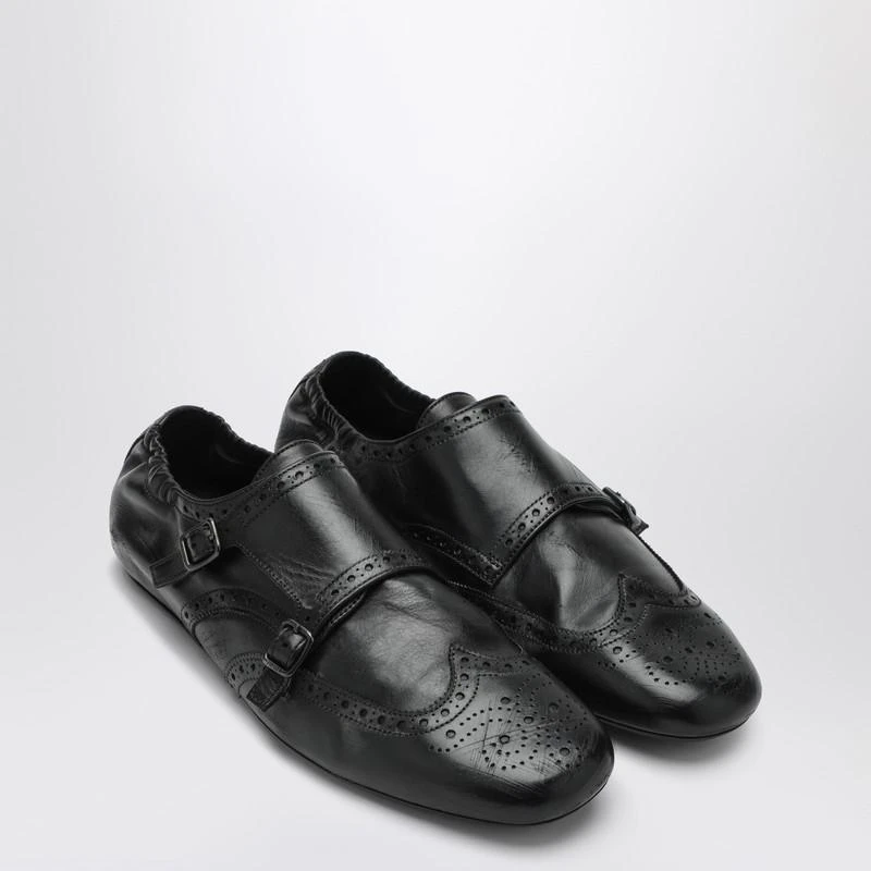 Prada Black leather double buckle shoes 2