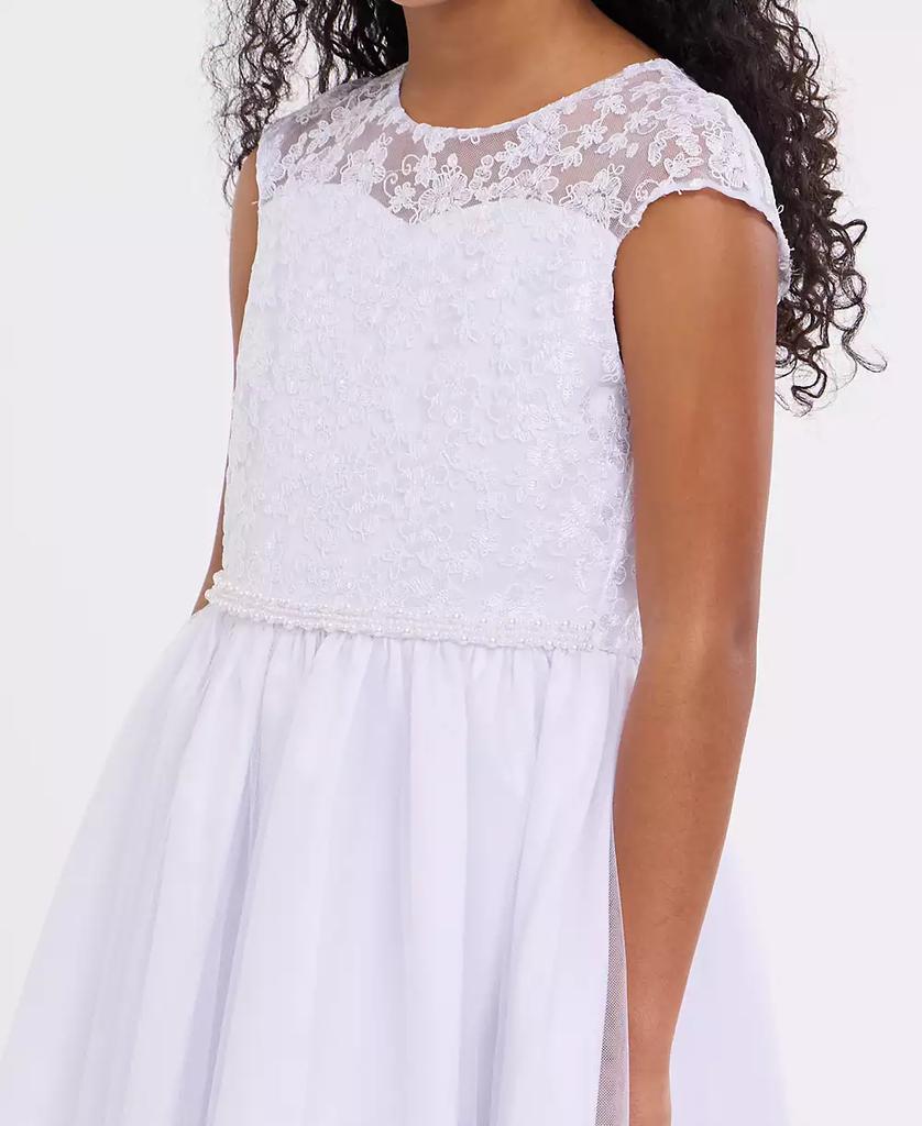 Bonnie Jean Big Girls Embroidered Cap Sleeve Communion Dress