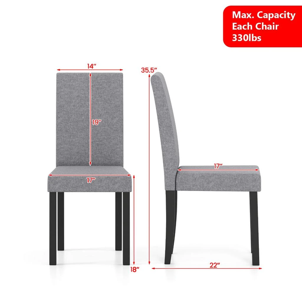 Hivvago Modern Upholstered Parsons Chair Set of 2 with Sleek Mid-Century Design 3