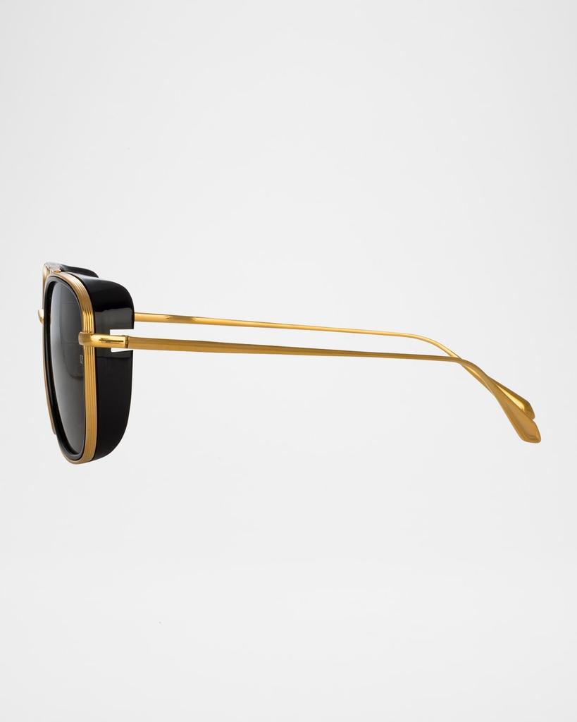 Linda Farrow Jarvis 18K Gold-Plated Titanium Aviator Sunglasses