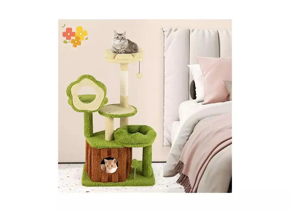 AOSTIRMOTOR Machine-Washable Cat Tree with Jungle Theme, 40-Inch Featuring Removable Peach Skin Cover, Sisal Scratching Post 
Interactive Toys 4