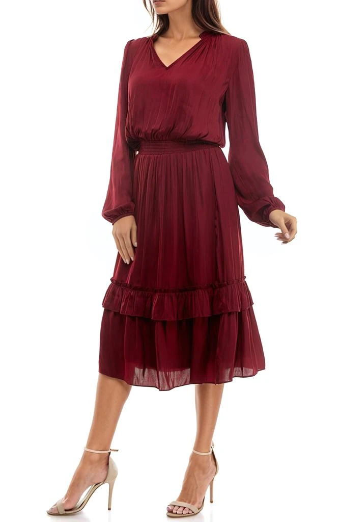 Socialite Tiered Long Sleeve Satin Dress 4