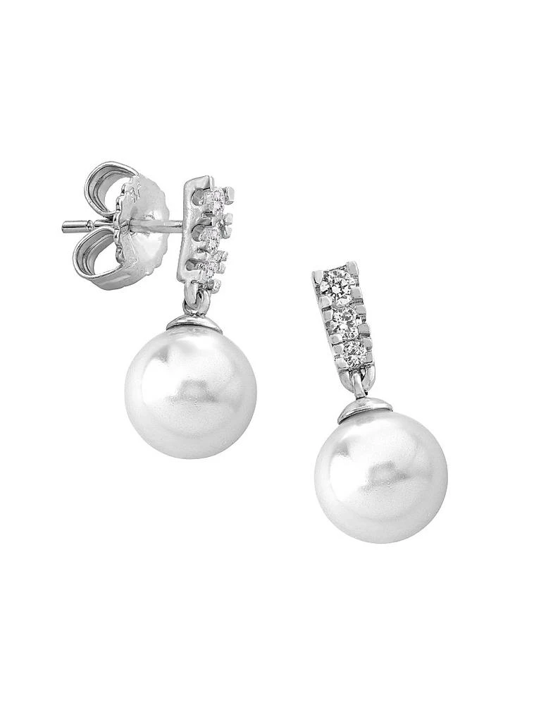 Majorica Lilit Rhodium-Plate, Crystal & Faux Pearl Short Drop Earrings 2