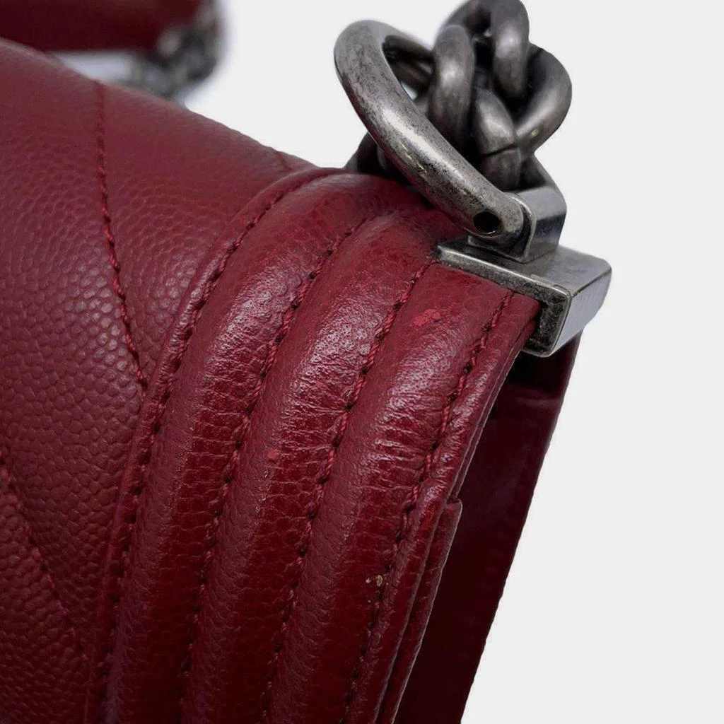 Chanel Chanel Red Caviar Leather Small Chevron Boy Bag 8