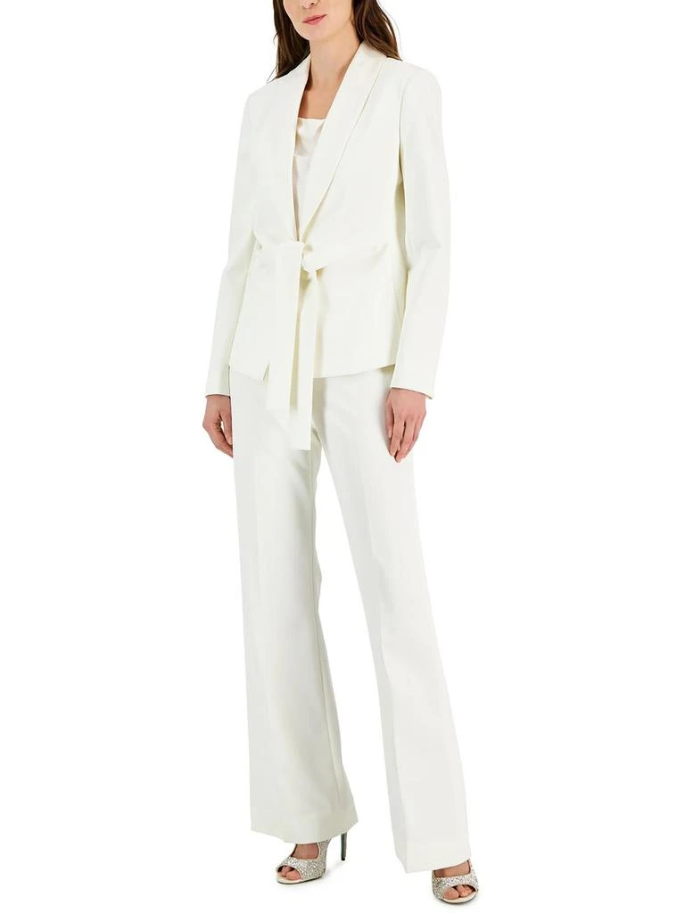 Donna Karan Womens Satin Trim Tie Front Suit Jacket 1