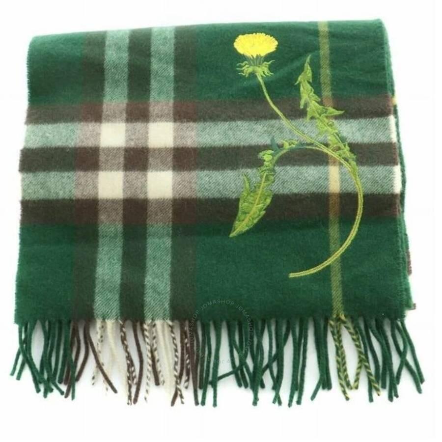 Burberry Dandelion Embroidered Check Cashmere Scarf