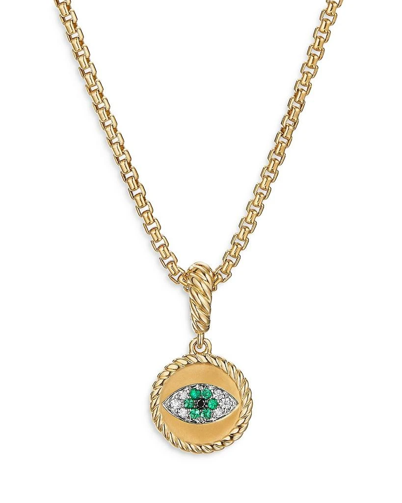 David Yurman 18K Yellow Gold Evil Eye Amulet with Emeralds 
Diamonds 3