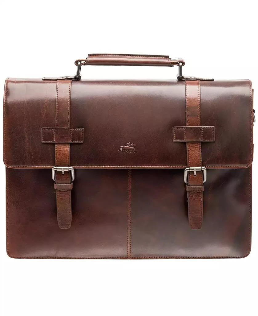 Mancini Leather Goods Men's Buffalo Collection Double Compartment 15.6" Laptop and Tablet Briefcase 1