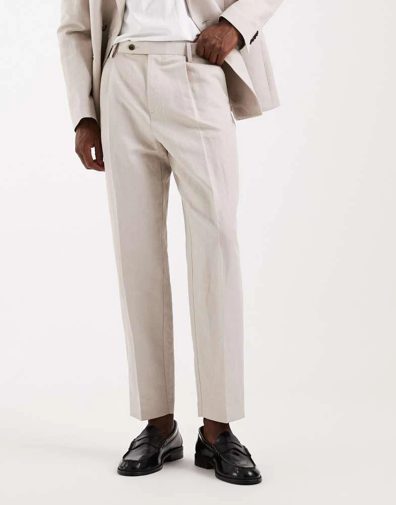 ASOS ASOS DESIGN relaxed tapered linen rich suit trousers in stone 5