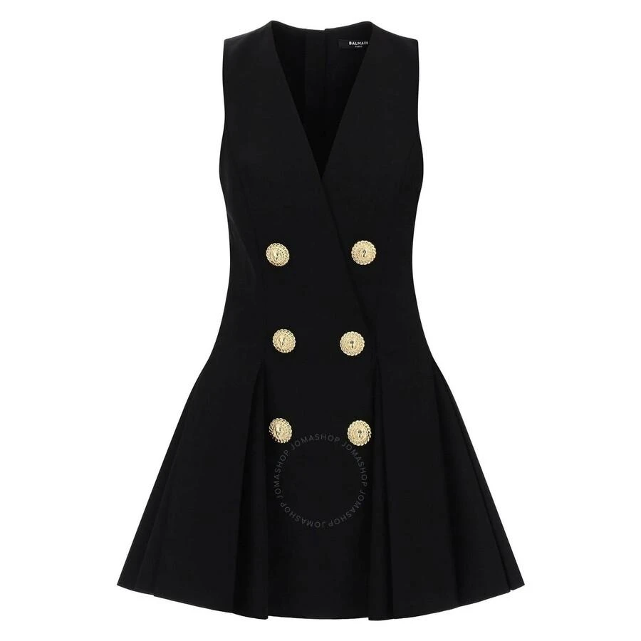 Balmain Pleated Flared Crepe Dress 1