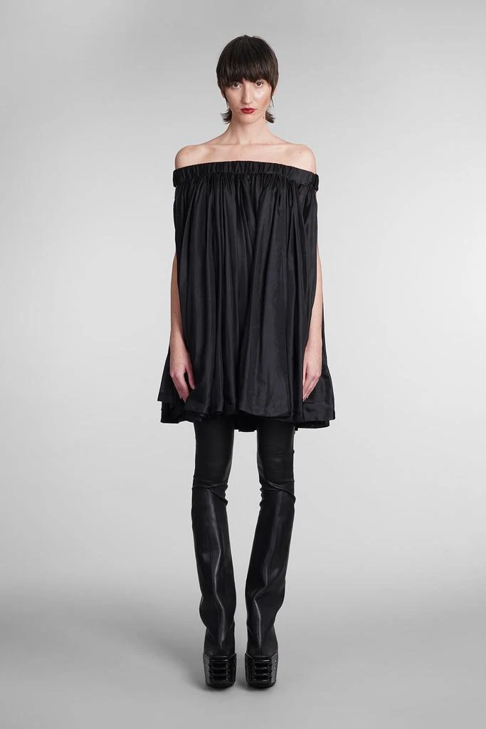 Rick Owens Medusa Tunic Dress In Black Silk 1