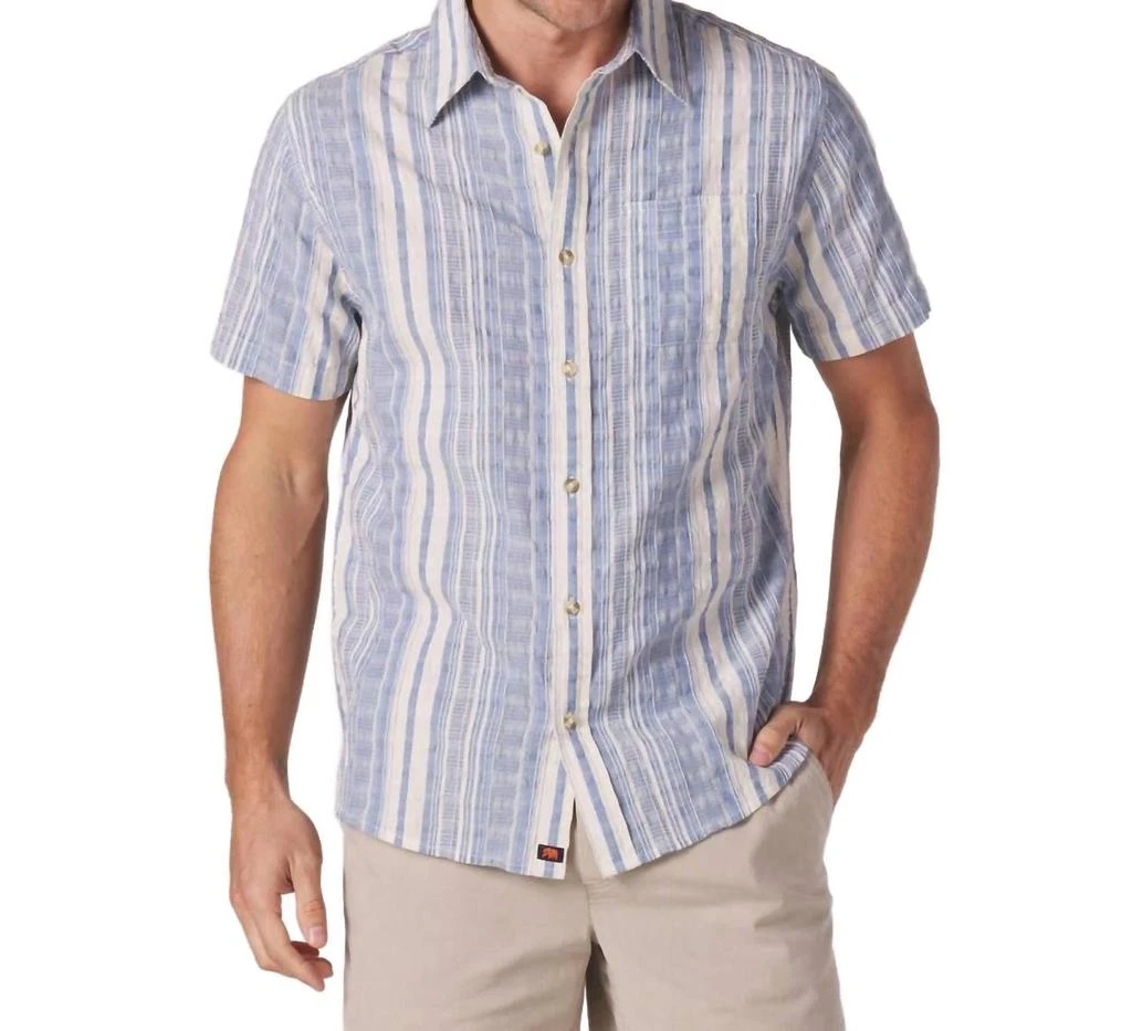 The Normal Brand Freshwater Short Sleeve Button Up In Ponoma Stripe 1