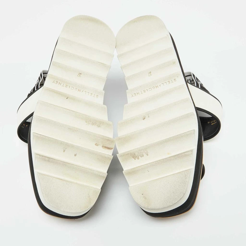 Stella McCartney Stella McCartney White/Black Fabric Elyse Platform Wedge Sandals Size 37 6