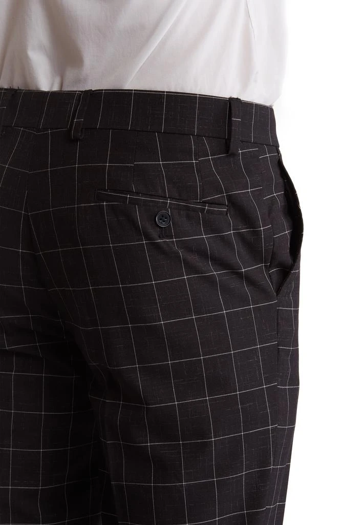 SAVILE ROW CO Black Windowpane Plaid Two Button Peak Lapel Suit 5