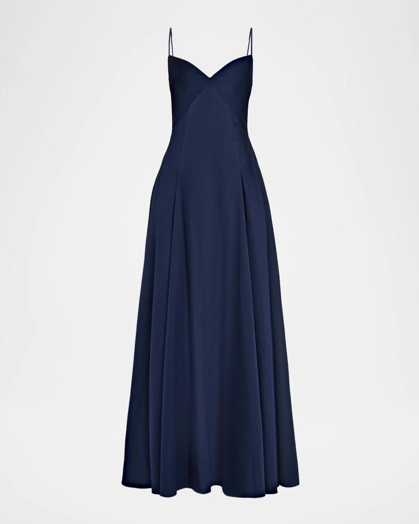 ROLAND MOURET Empire-Waist Sleeveless Taffeta Godet Gown 1
