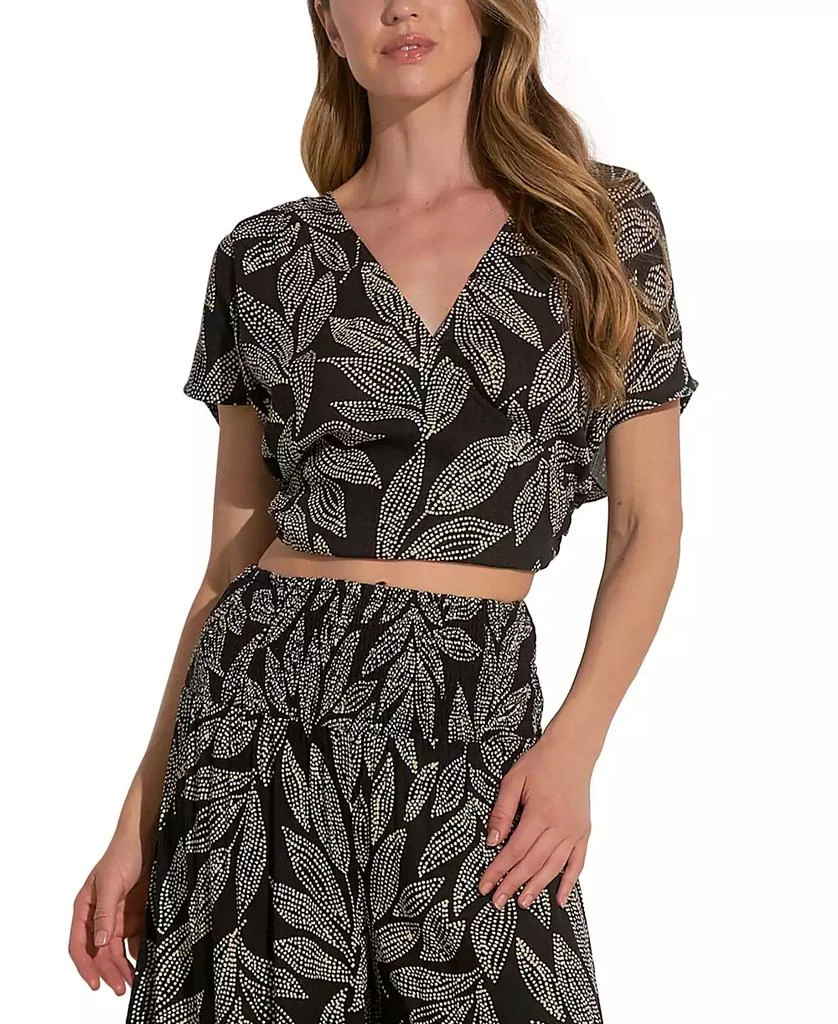 Elan Women's Cartagen Printed Short-Sleeve Crop Top 1