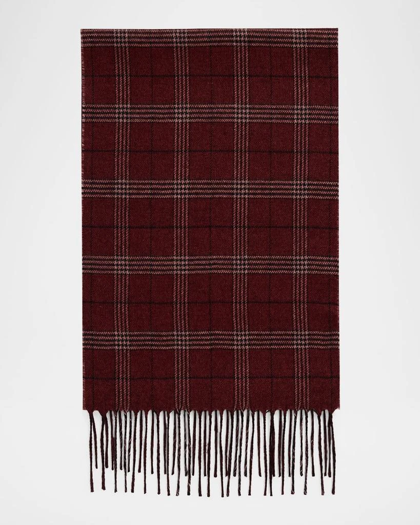 PIACENZA 1733 Men
s Baltazar Herringbone to Plaid Silk and Cashmere Scarf