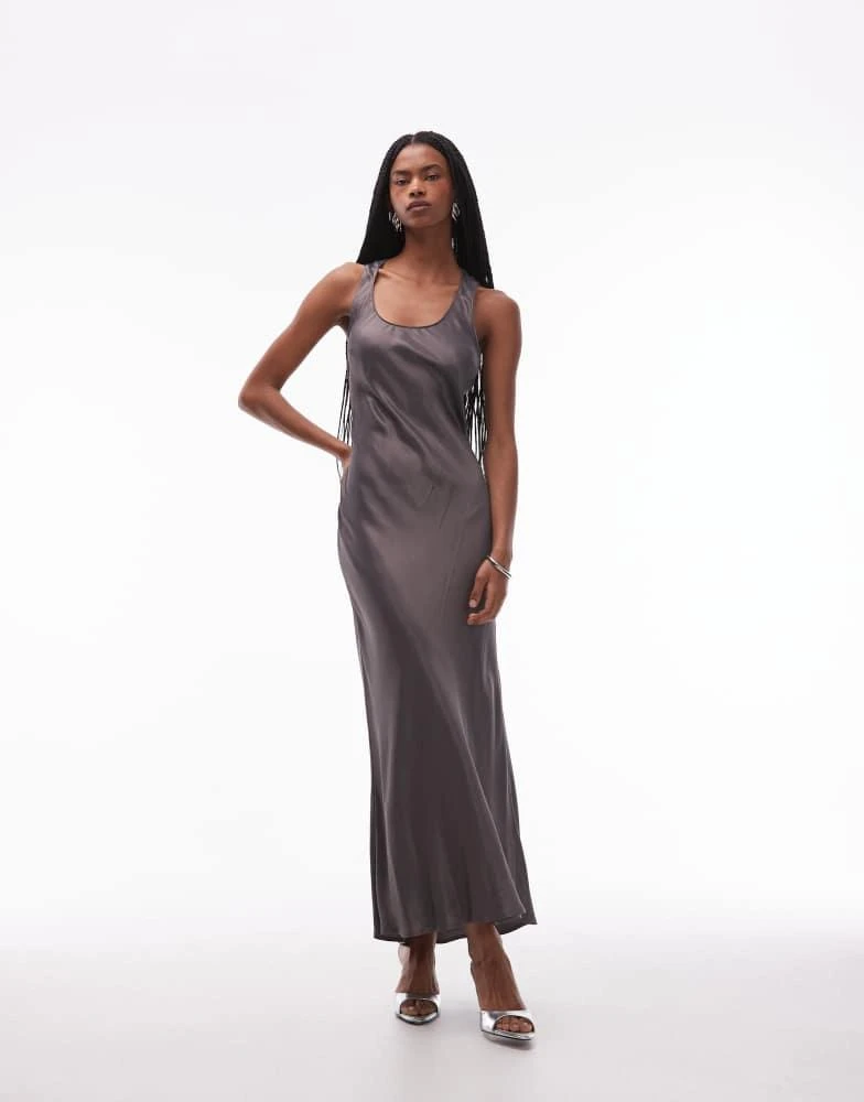 strapless open back dress Purple Halter Maxi Dress main image 0