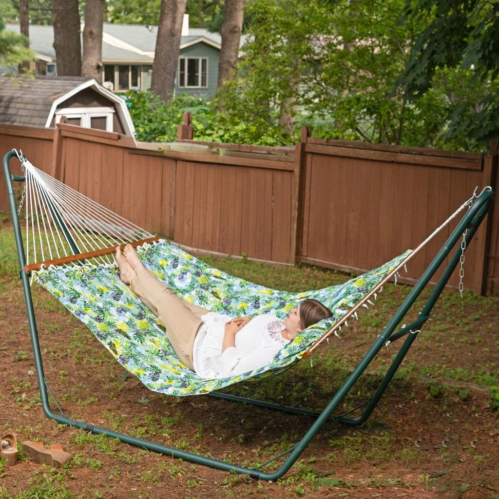 Sunnydaze 2-Person Quilted Printed Fabric Spreader Bar Hammock/Pillow with S Hooks and Hanging Chains - 450 lb Weight Capacity 6