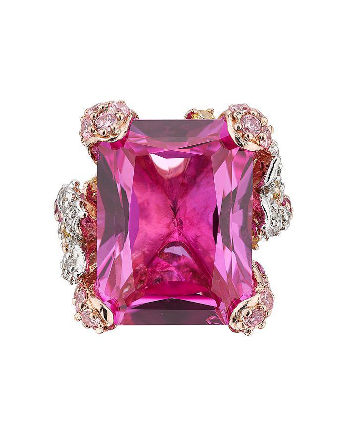 Anabela Chan 18K Rose Gold Plated Sterling Silver English Garden Simulated Pink Sapphire & Diamond Cinderella Ring