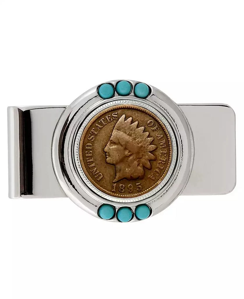 American Coin Treasures Men's 1800's Indian Penny Turquoise Coin Money Clip 1
