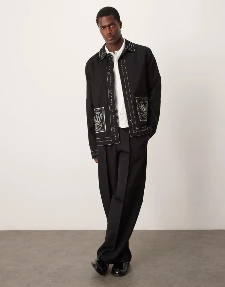 ASOS ASOS DESIGN embroidered harrington jacket in black 1