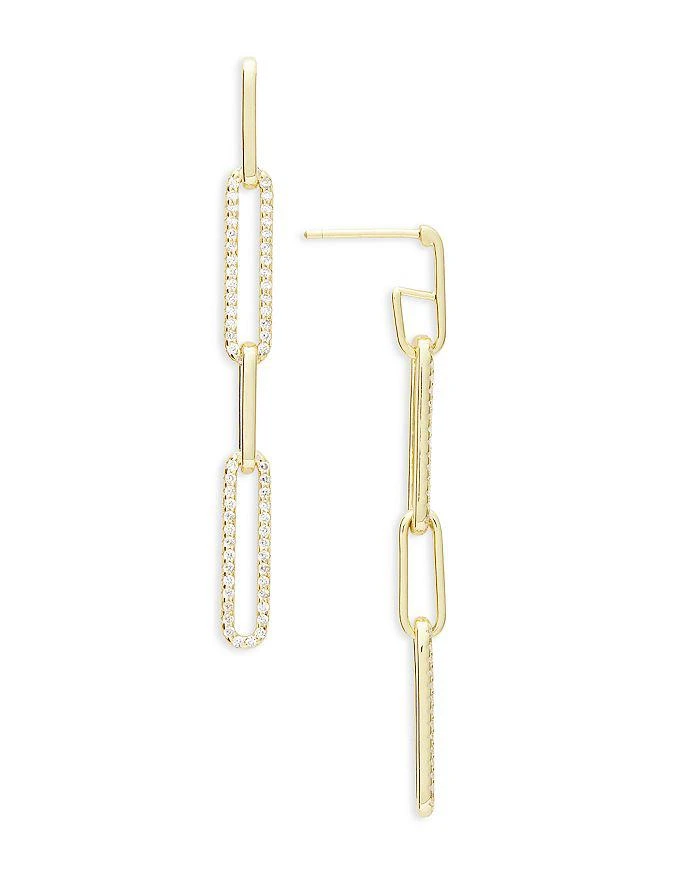 Shashi Pavé Link Linear Drop Earrings in 14K Gold Plated Sterling Silver 1