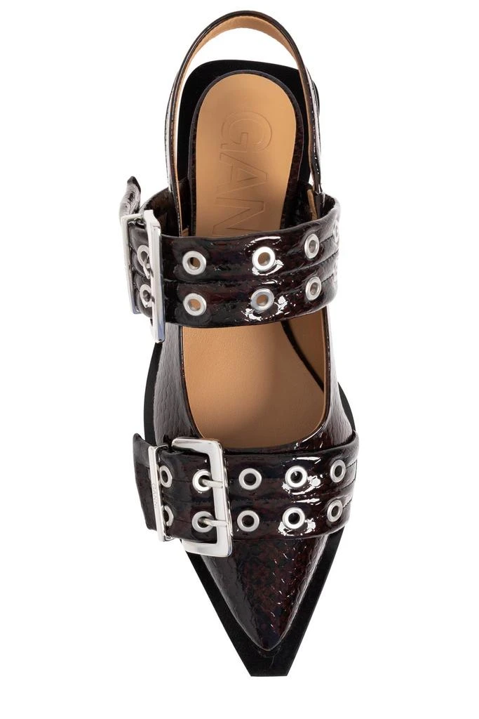 Ganni Ganni Buckle Pointed-Toe Ballet Flats 4