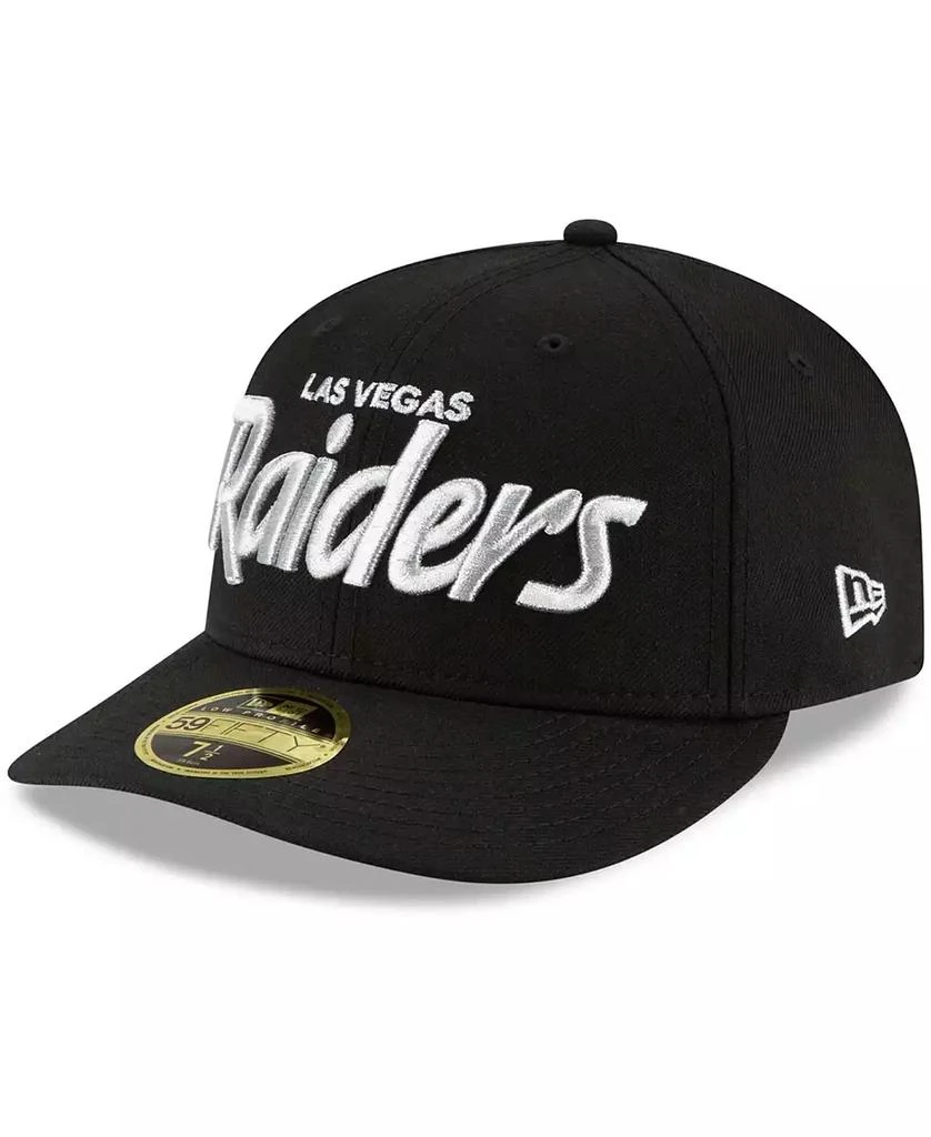 New Era Men's Black Las Vegas Raiders Omaha Script Low Profile 59Fifty Fitted Hat 1