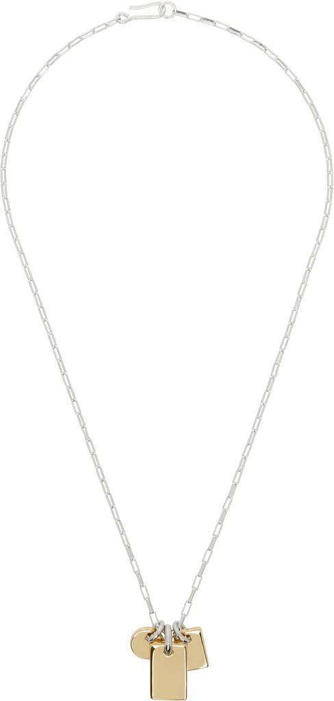 Laura Lombardi Silver 
Gold Carta Charm Necklace 1