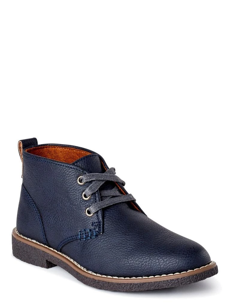 Kids Freeport Blue Faux Leather Round Toe Ankle Chukka Boots  display picture 1