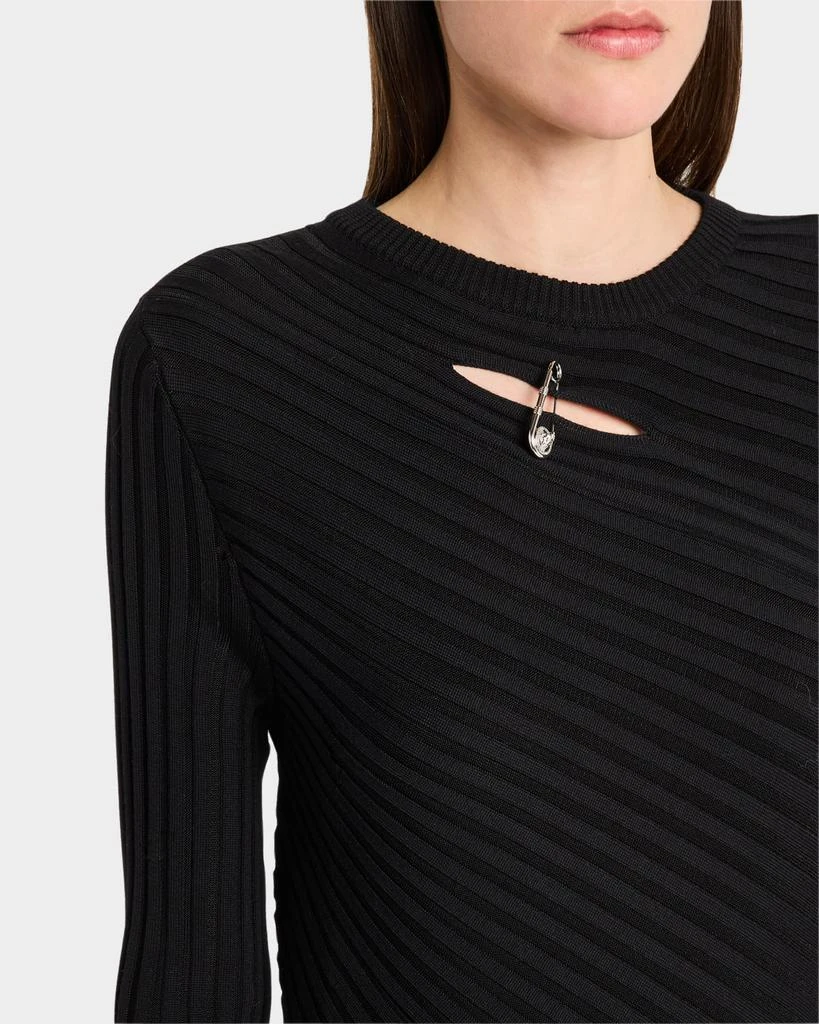 Versace Safety-Pin Cutout Vanise Knit Sweater 5