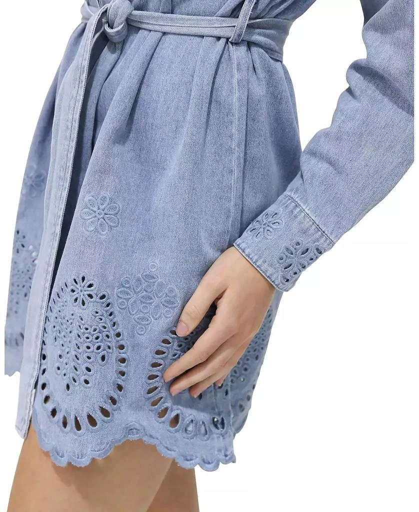 Belle 
Bloom Women
s Sunday Somewhere Denim Broderie Mini Shirt Dress 5