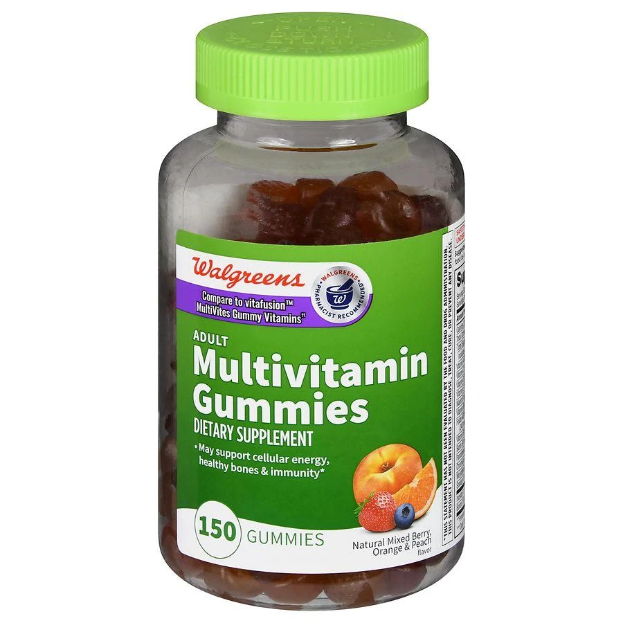 Walgreens Adult Multivitamin Gummies (75 days) Natural Mixed Berry, Orange 
Peach