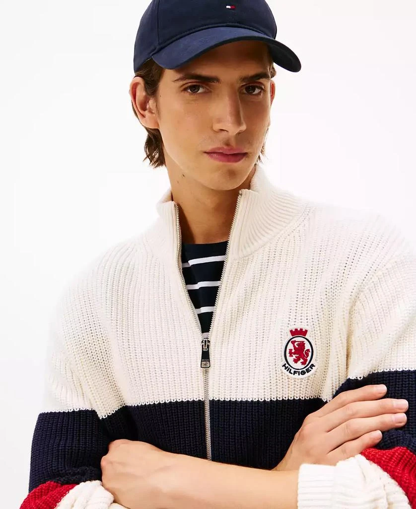 Tommy Hilfiger Men
s Crest Logo Patch Zip-Through Stripe Sweater 3
