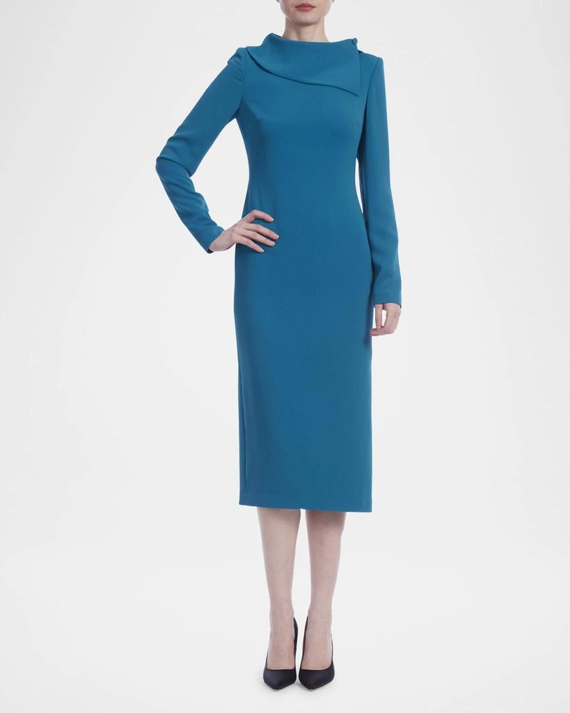 tencel denim midi dress Vintage Blue Shirt Dress – Short Sleeve Belted Midi Dress 5989