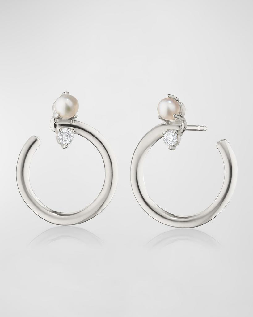 Monica Rich Kosann Galaxy Wrap Hoop Earrings with Mother-of-Pearl and White Sapphires