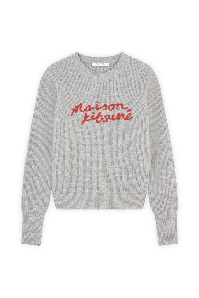 Maison Kitsune Light Grey Melange Wool Jumper 1