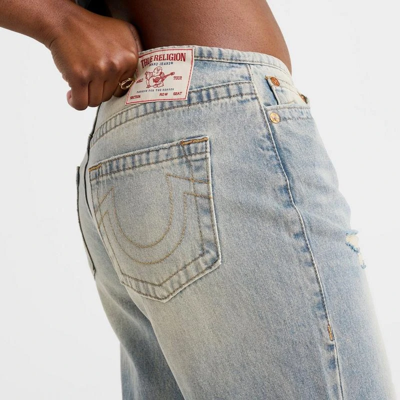 True Religion Women's True Religion Leila Cuffed Low Rise Baggy Denim Jeans 4