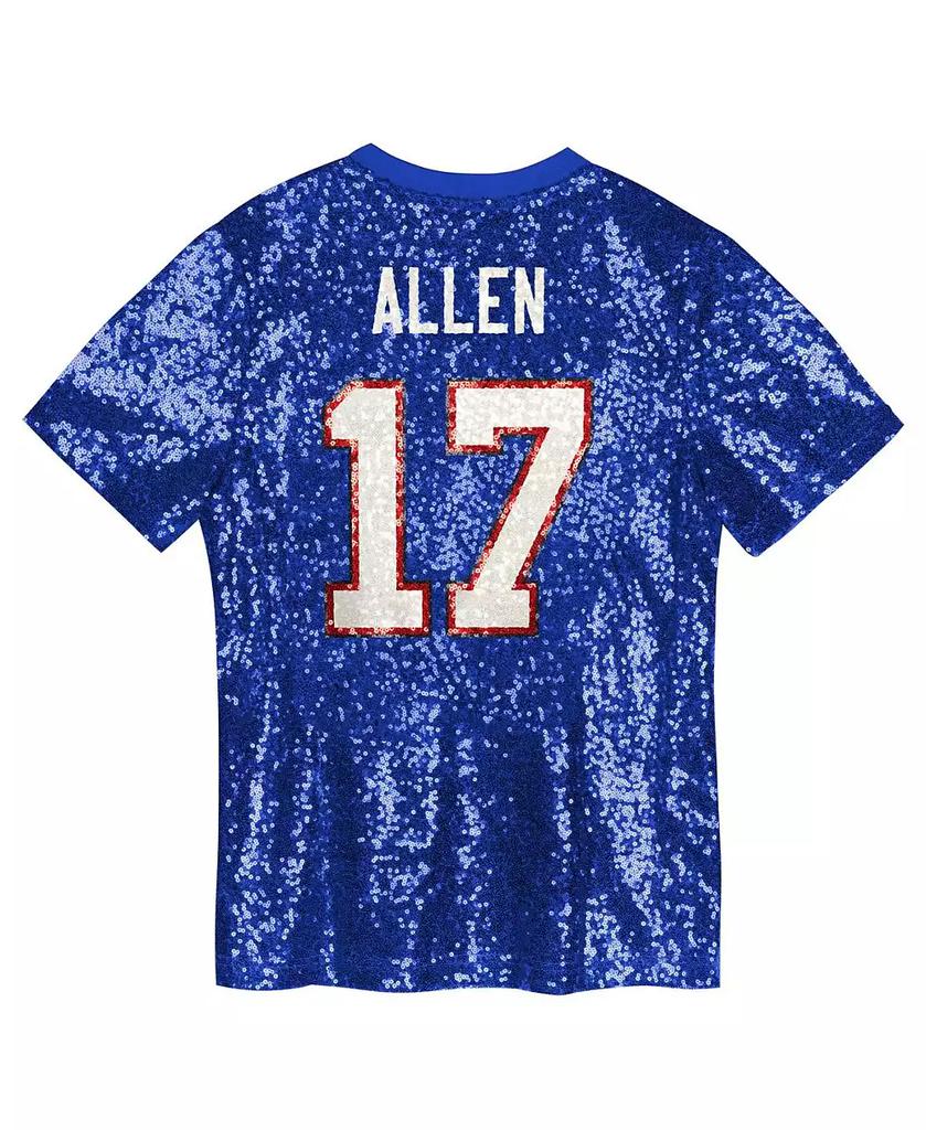 Outerstuff Big Girls Josh Allen Royal Buffalo Bills Sequin V-Neck Fashion Jersey