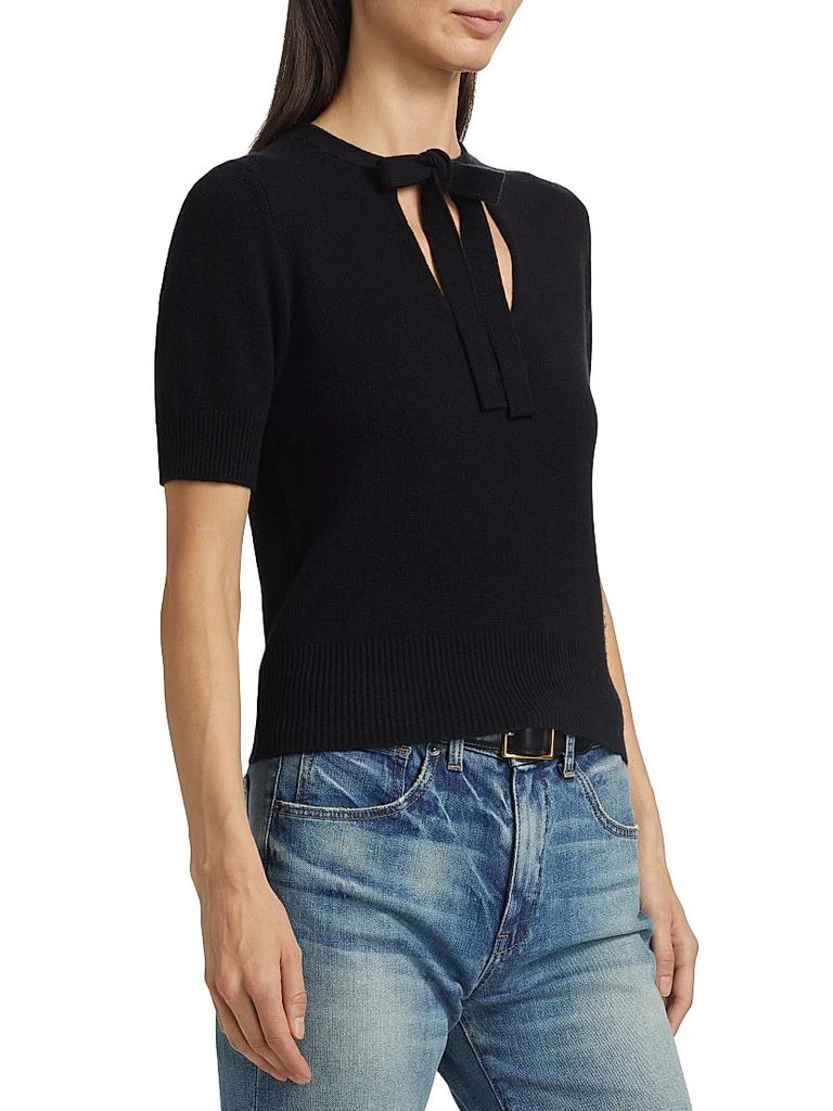 Nili Lotan Connie Cashmere Tie-Neck Short-Sleeve Sweater 4