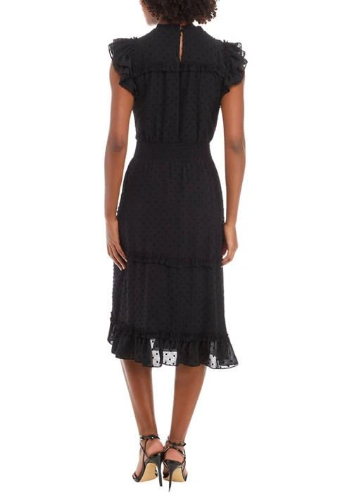 CeCe Petite Short Flutter Sleeve Slip Dot Midi Dress 2