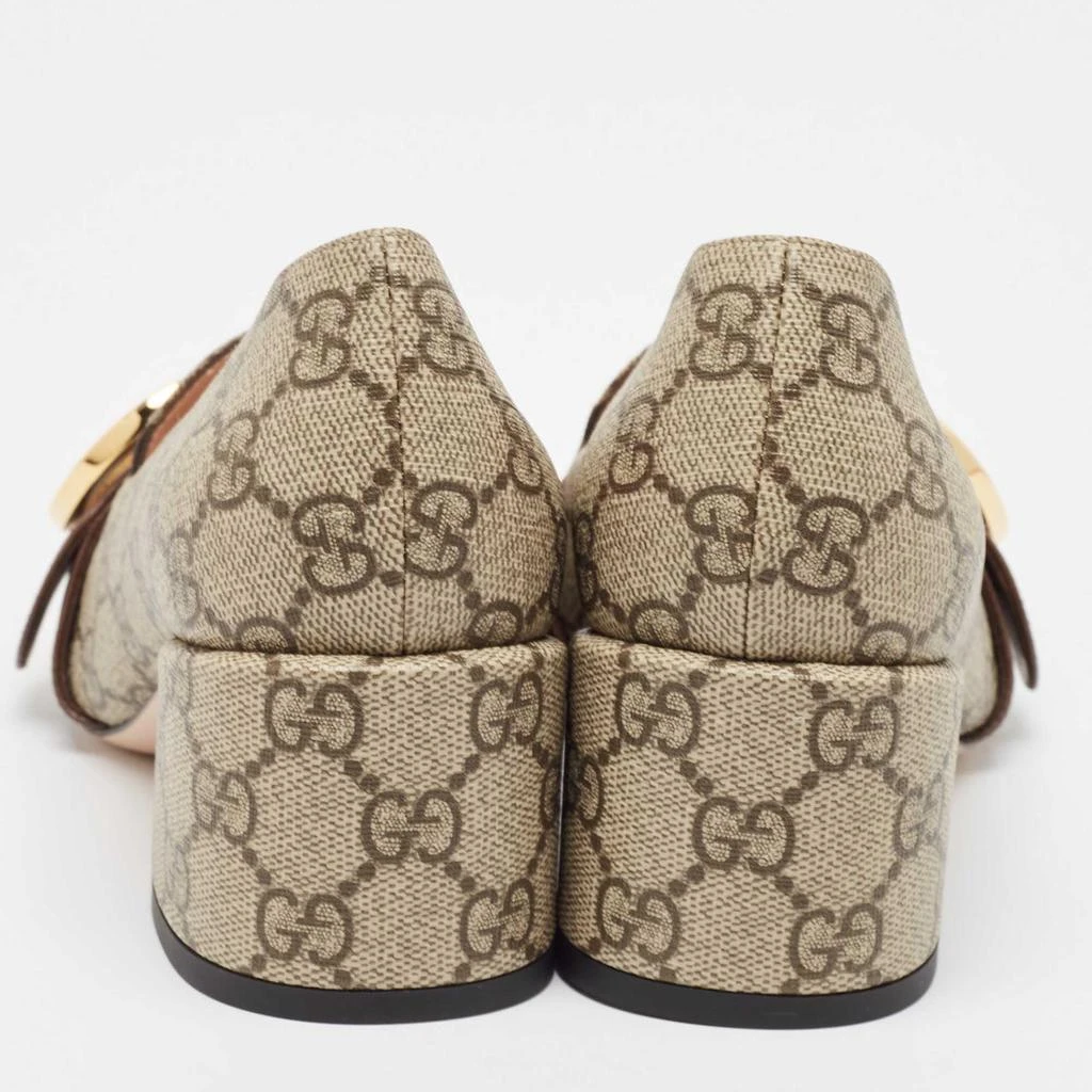 Gucci Gucci Grey/Brown Canvas and Leather Blondie Block Heel Pumps Size 37.5 5
