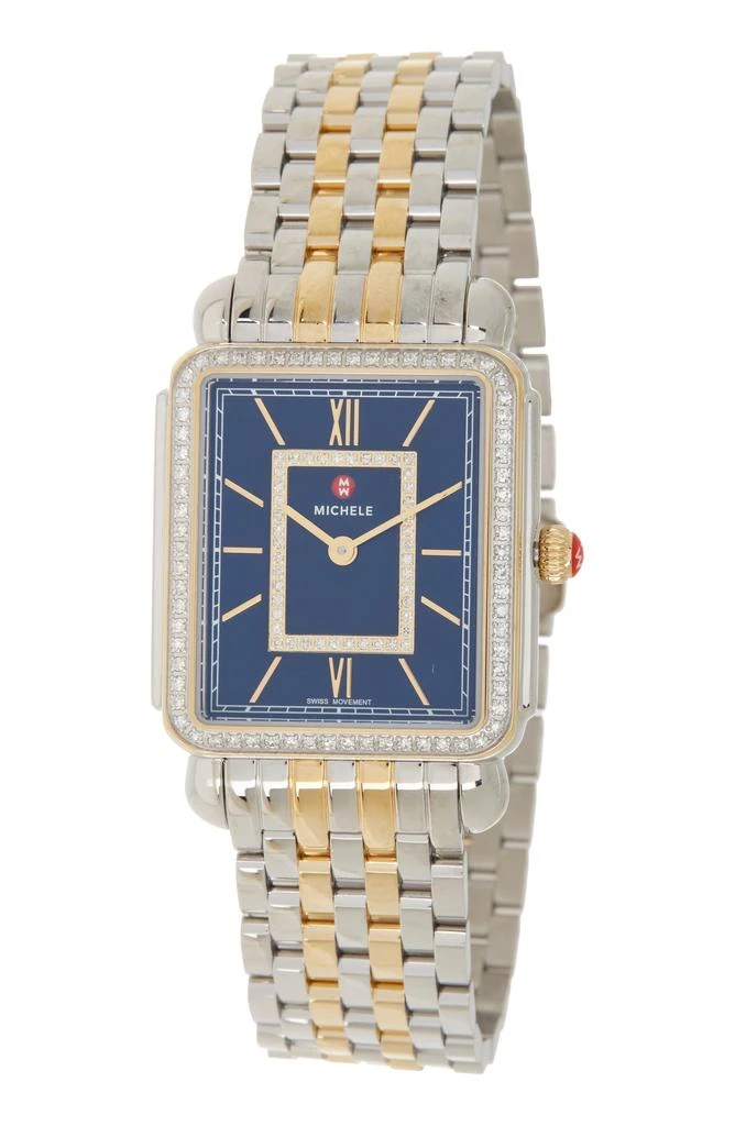 Michele Women's Deco Two-Tone Diamond Embellished Bracelet Watch, 20mm x 43mm - 0.52 ctw 1