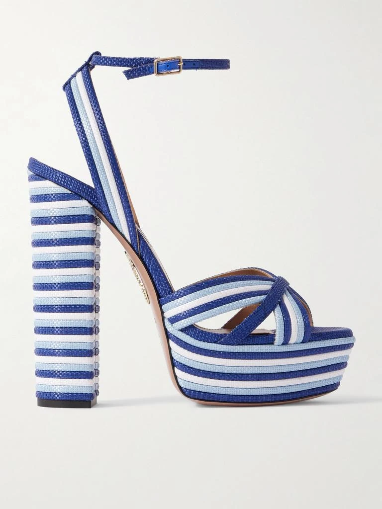 Aquazzura Sundance Plateau 140 麻花编织人造拉菲草防水台凉鞋  - IT37 1