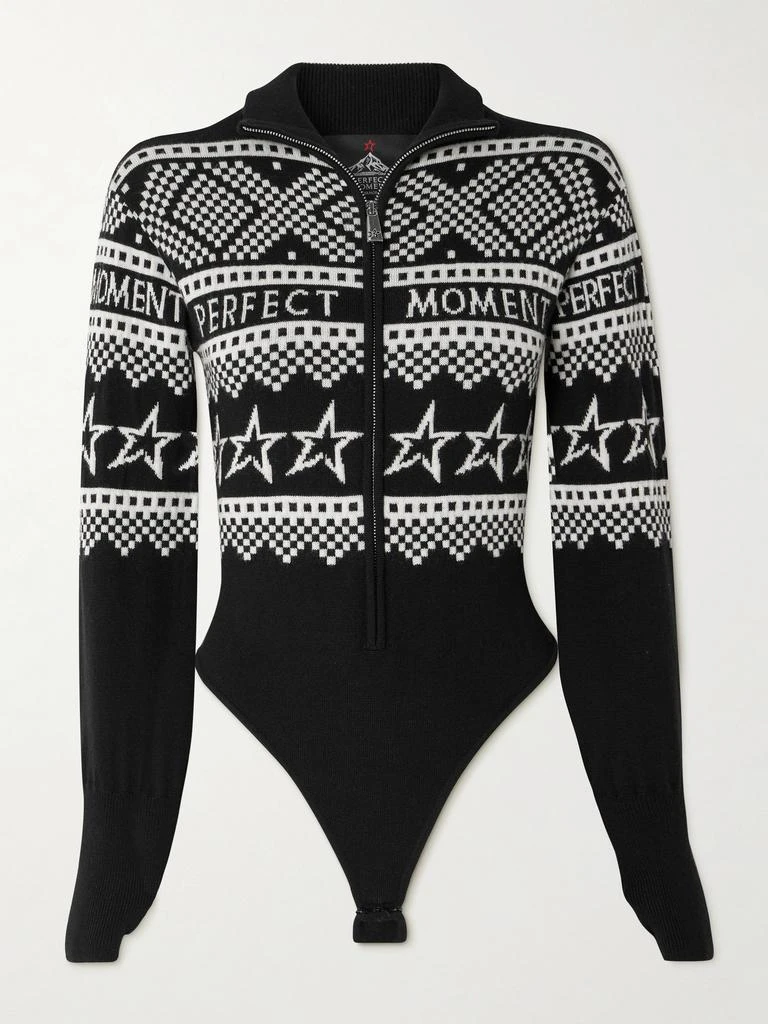 PERFECT MOMENT Holiday Intarsia Merino Wool Bodysuit